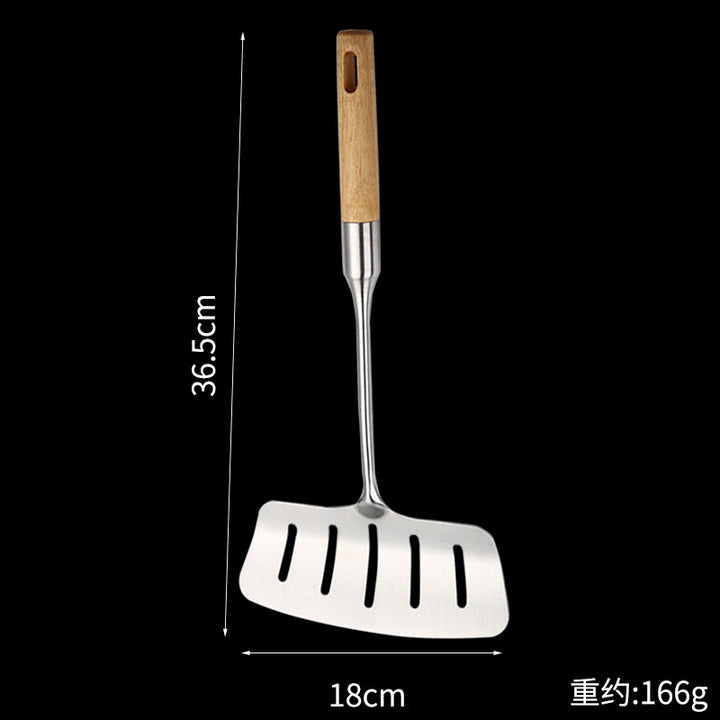 304厨房用具不锈钢铲子 加宽长柄翻鱼铲 家用煎牛排煎鱼沥油漏铲