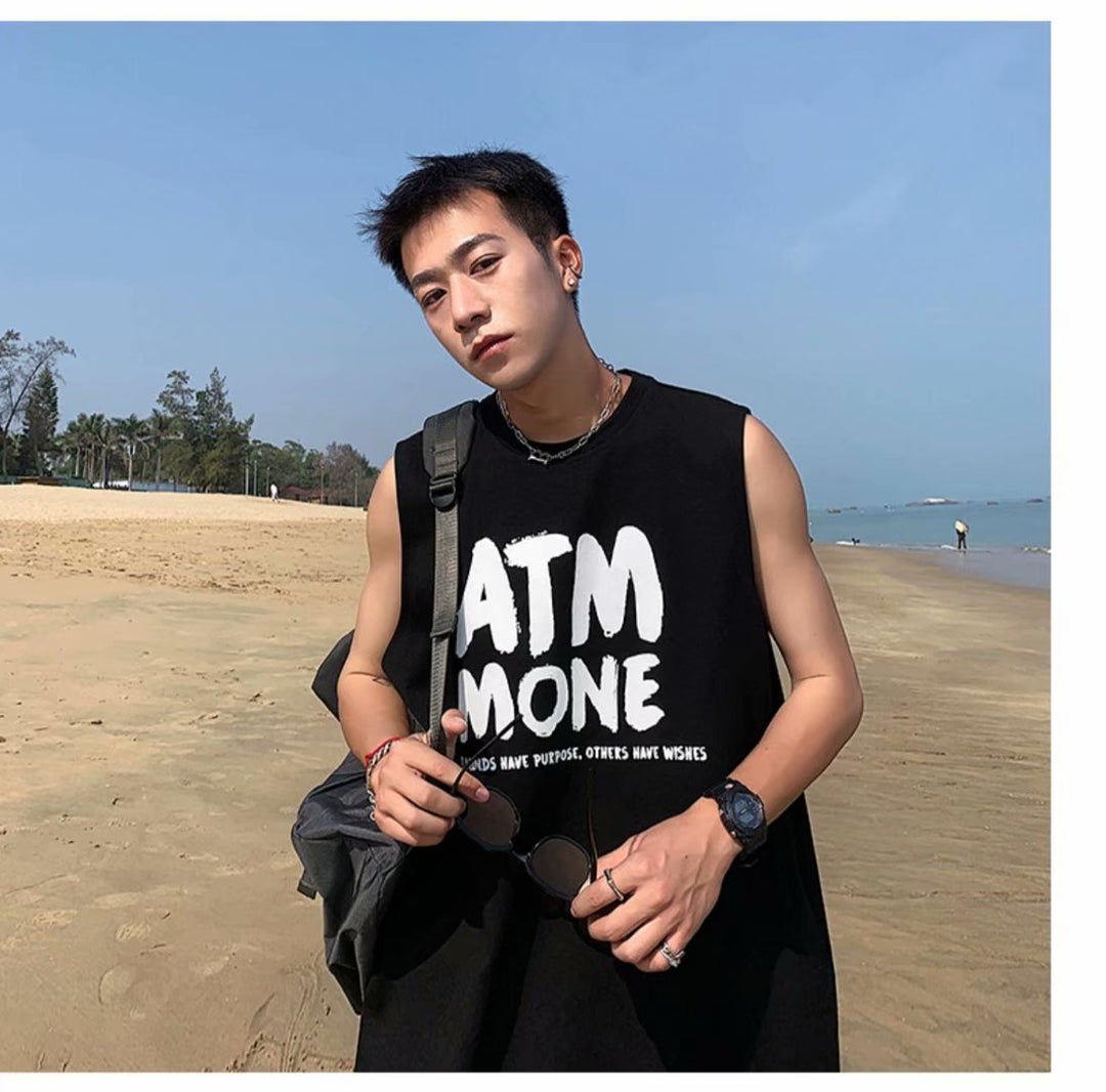 纯棉背心男夏季外穿宽松坎肩运动无袖t恤ins潮牌健身篮球潮流上衣