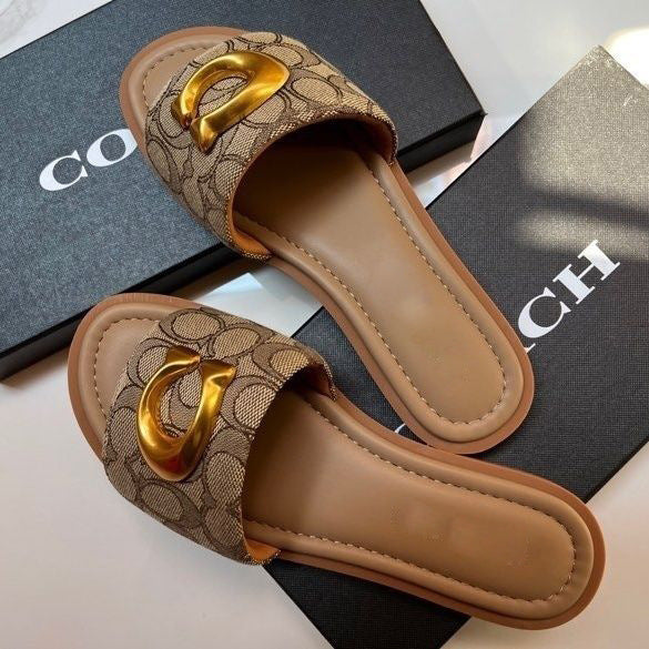 2025夏季新款外贸帆布女鞋平底一字拖鞋休闲百搭时尚潮流软皮凉拖
