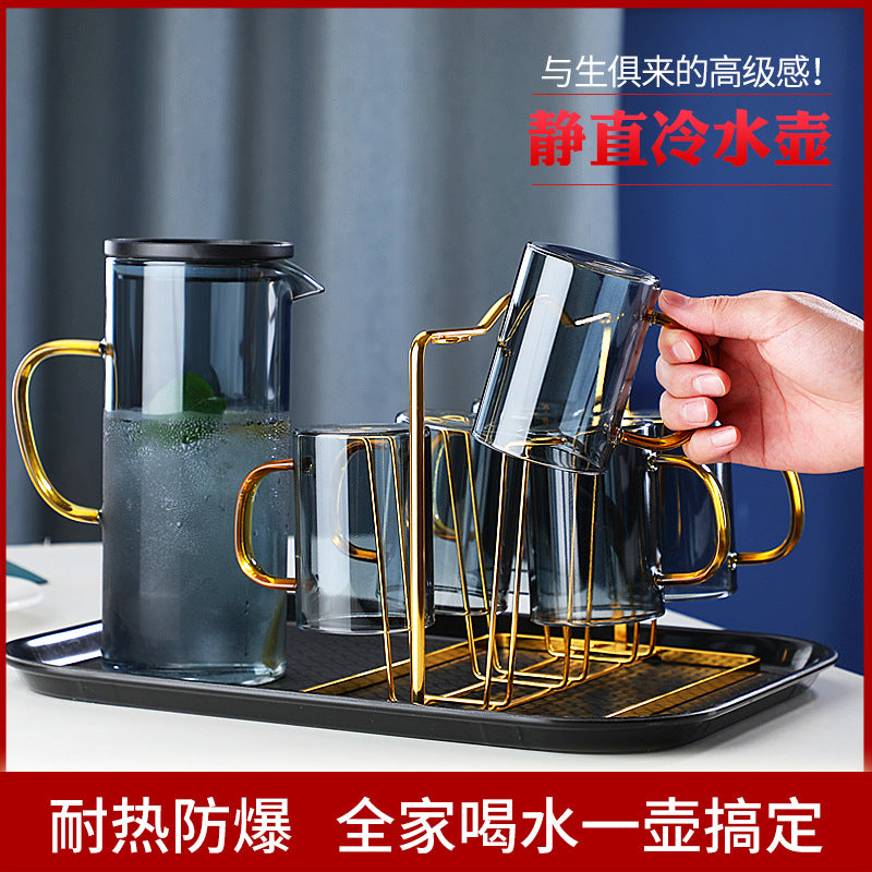 玻璃冷水壶加厚创意家用果汁壶带盖过滤北欧风耐高温茶壶水杯套装