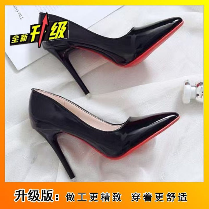 设计感气质黑色性感单鞋网红同款尖头细跟高跟鞋女2025年红底新款