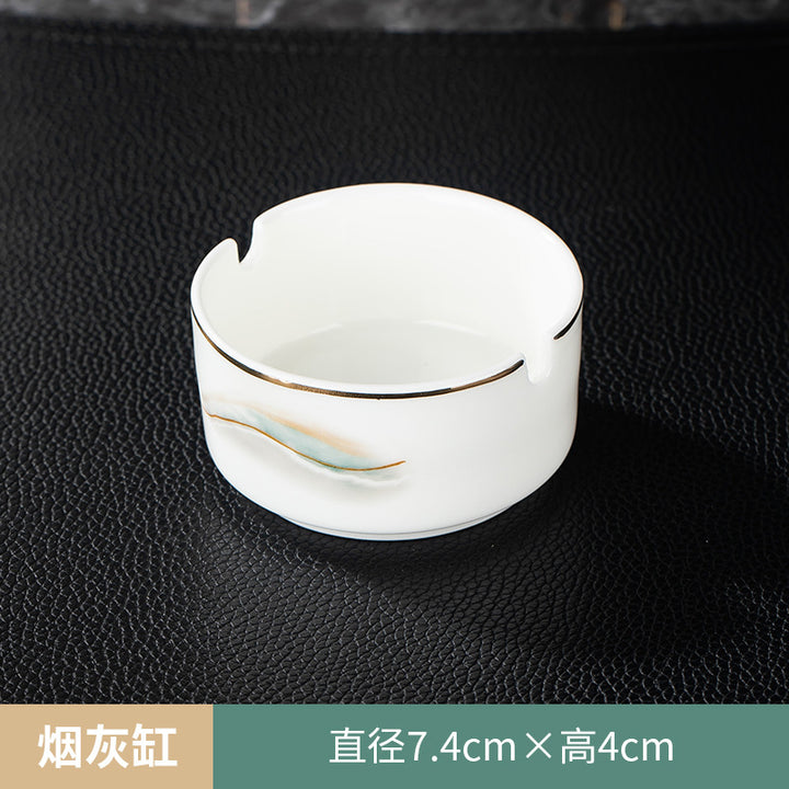 高档酒店摆台骨瓷餐具套装饭店会所私房菜包厢招待金边碗碟四件套