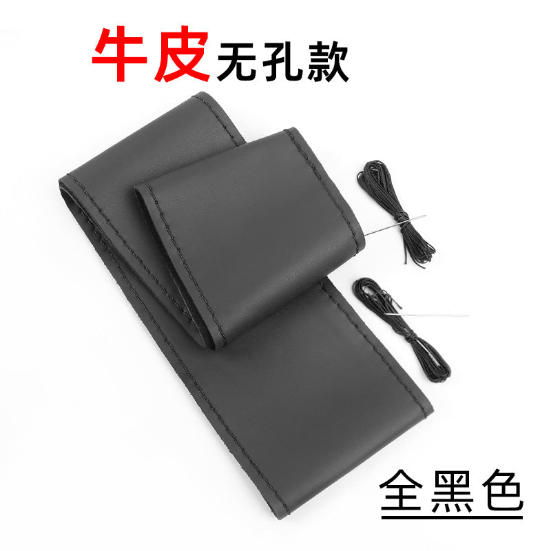 Steering Wheel Cover Top Layer Cowhide Moisture Wicking Breathable Durable Non Slip All Season Universal Gri