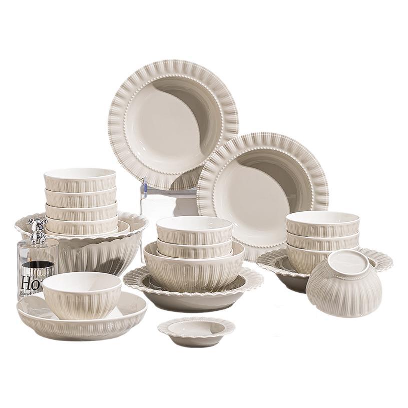 KANGMO Ceramic Dinner Set - Light Luxury Rice Bowls & Serving Plates Gift Set