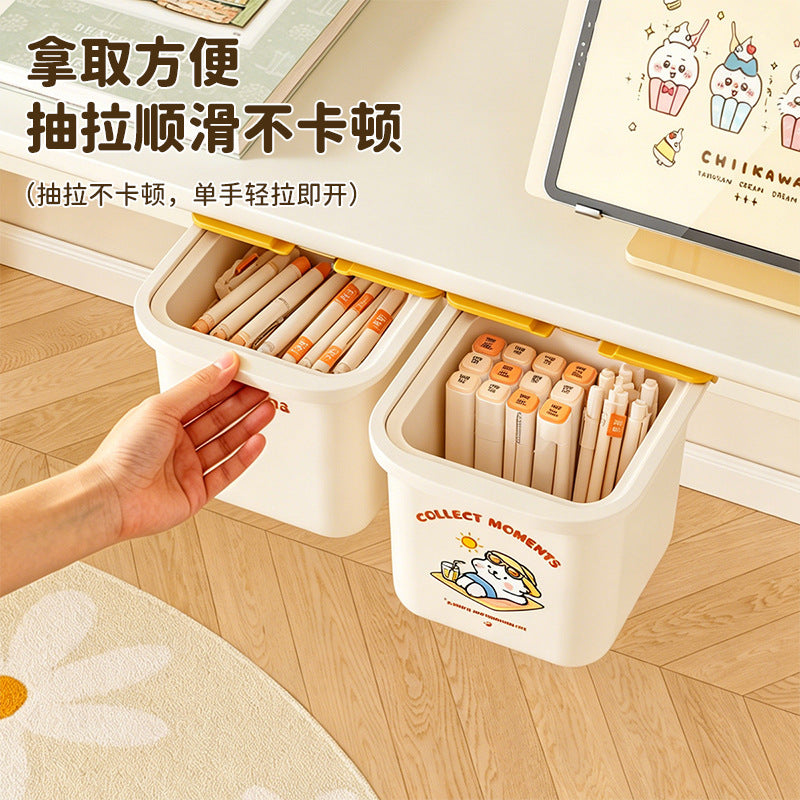 桌下垃圾桶收纳桶创意悬挂抽屉式隐形杂物收纳盒小纸篓迷你垃圾筒