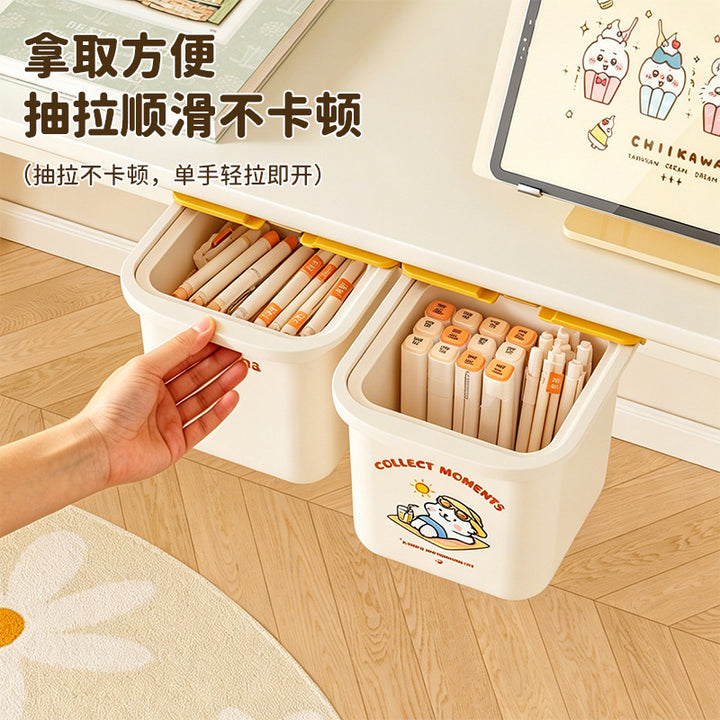 桌下垃圾桶收纳桶创意悬挂抽屉式隐形杂物收纳盒小纸篓迷你垃圾筒