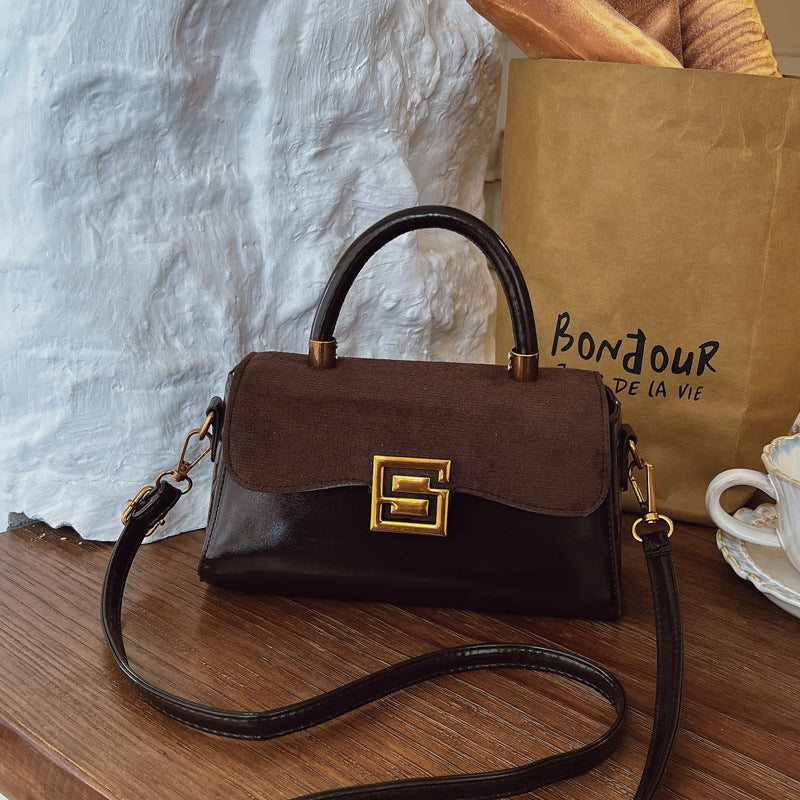 Scrub Vintage Small New Texture Women Handheld Small Square Bag Versatile Commuter Stylish Crossbody Bag