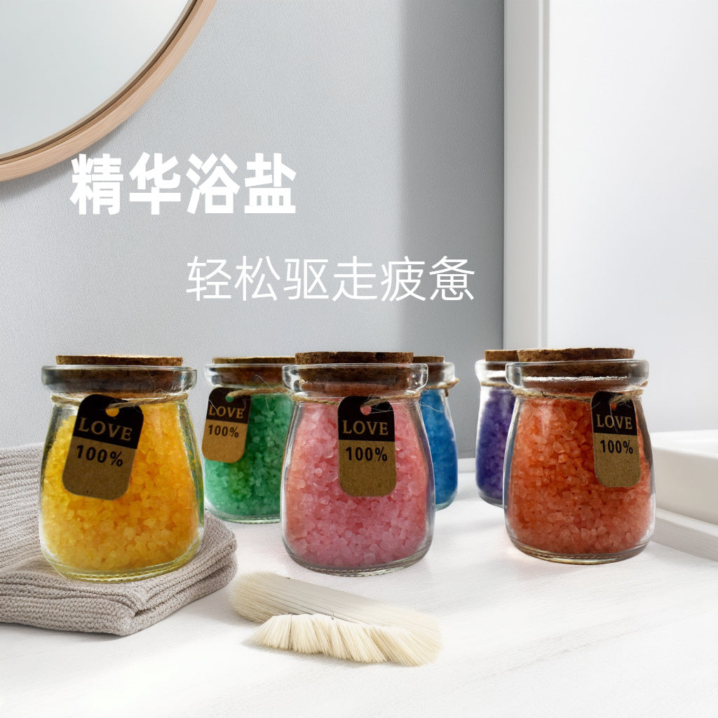 跨境现货亚马逊伴手礼沐浴海盐100g精油浴盐喜马拉雅颗粒干花浴盐