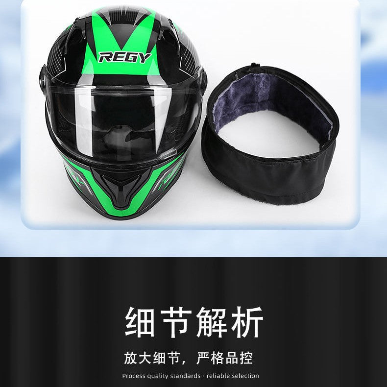 跨境专卖防风帽男女双镜片头盔摩托车头盔机车电动车头盔冬季加厚