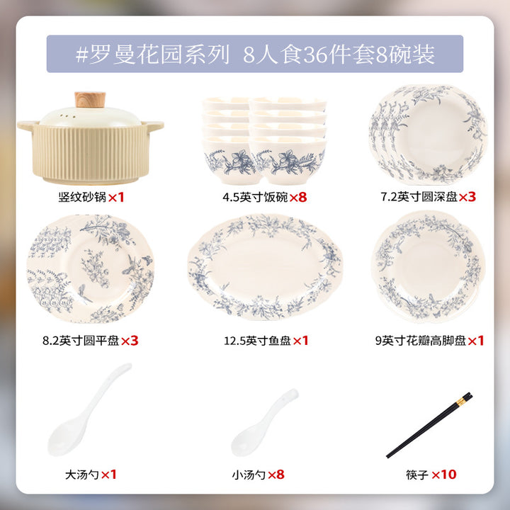 KANGMO French Vintage Ceramic Dinner Set - Premium Tableware Housewarming Gift