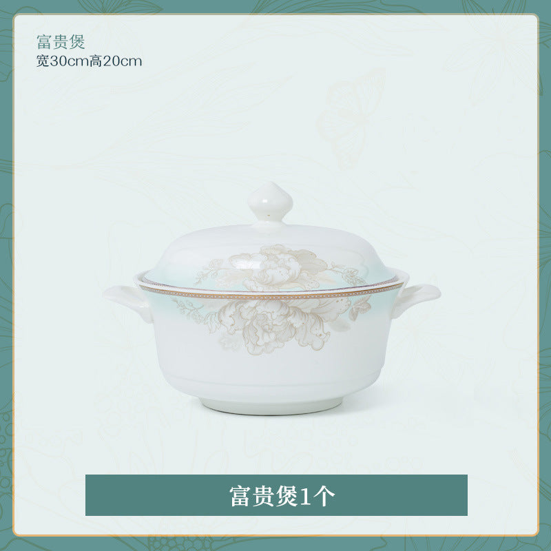 碗碟套装家用景德镇中式轻奢乔迁送礼陶瓷碗盘景德镇骨瓷餐具定制