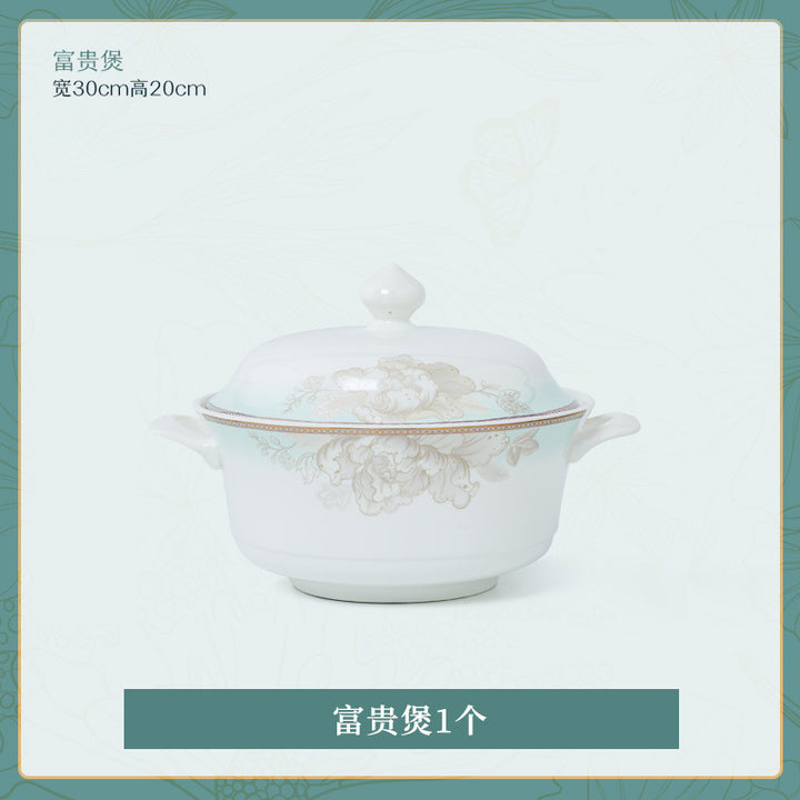 碗碟套装家用景德镇中式轻奢乔迁送礼陶瓷碗盘景德镇骨瓷餐具定制