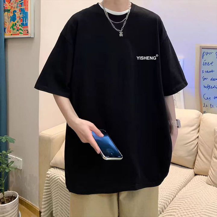 短袖T恤男生美式夏季新款潮牌白色青少年打底衫宽松休闲半袖上衣