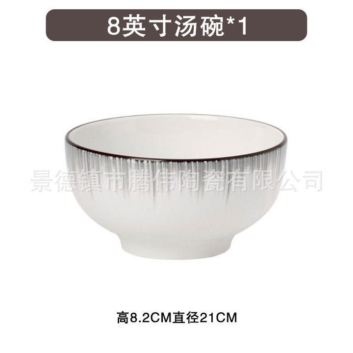 轻奢碗盘青瓷汤碗2025新款陶瓷餐具套装筷饭碗盘子时空灰碗具套装