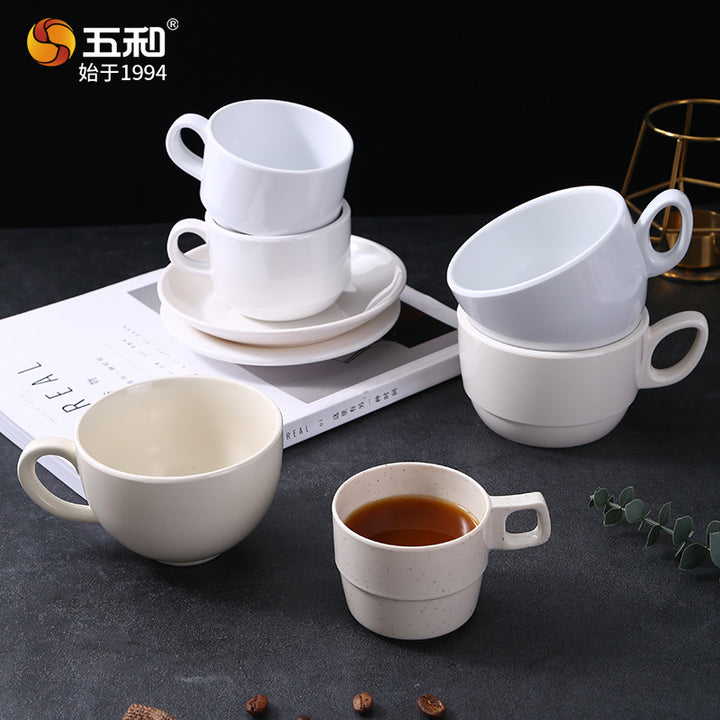 五和密胺欧式咖啡杯套装简约马克杯酒店叠叠杯餐厅茶杯杯子批发