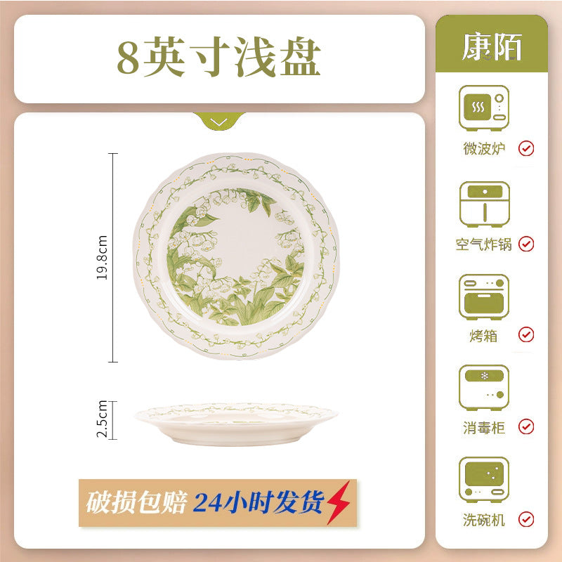 KANGMO Fresh Single Ceramic Tableware Set - Housewarming Bowls Plates & Chopsticks