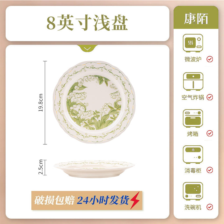 KANGMO Fresh Single Ceramic Tableware Set - Housewarming Bowls Plates & Chopsticks