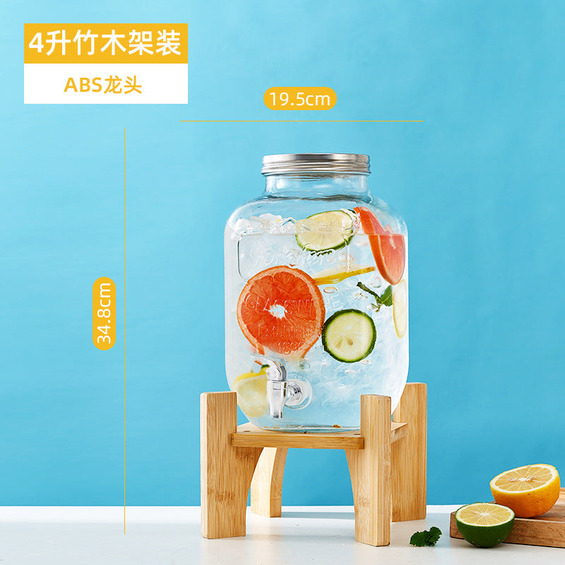 网红可乐酒炮 玻璃果汁鼎果汁罐 大容量饮料桶梅森罐酿酒瓶酵素桶