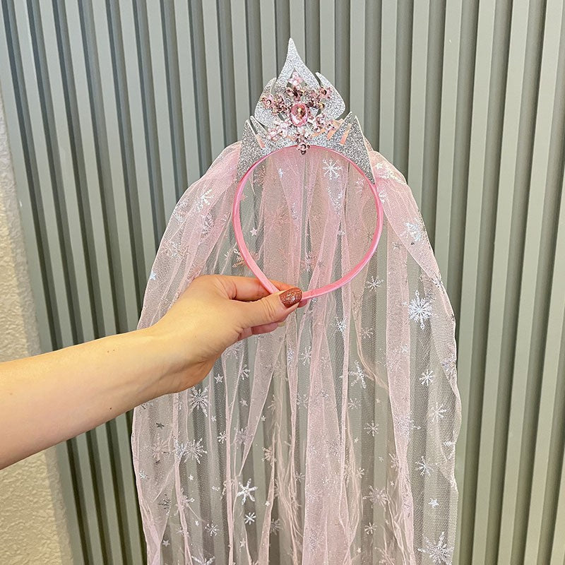 冰雪公主发饰魔法棒套装女孩饰品长头纱皇冠发箍生日礼物儿童头饰