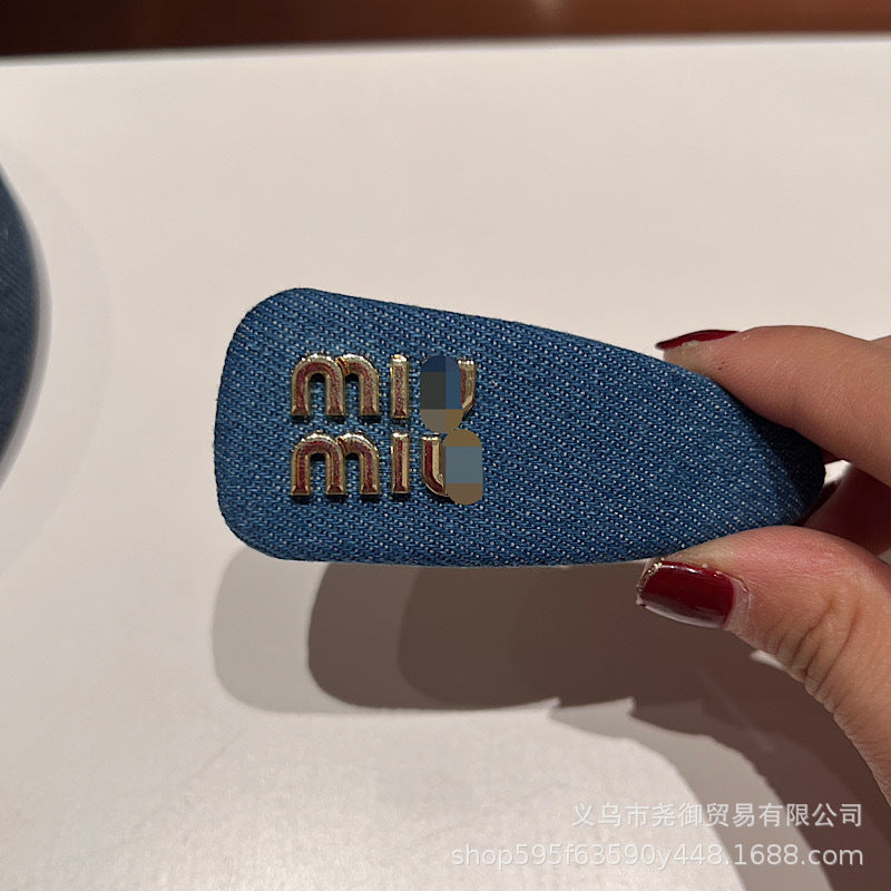 新款高级气质m字母发箍牛仔色头箍简约时尚字母网红名媛发饰复古