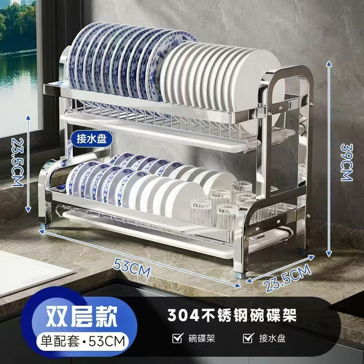 【精选联盟】不锈钢碗架厨房置物架碗碟沥水架碗盘超窄置物架
