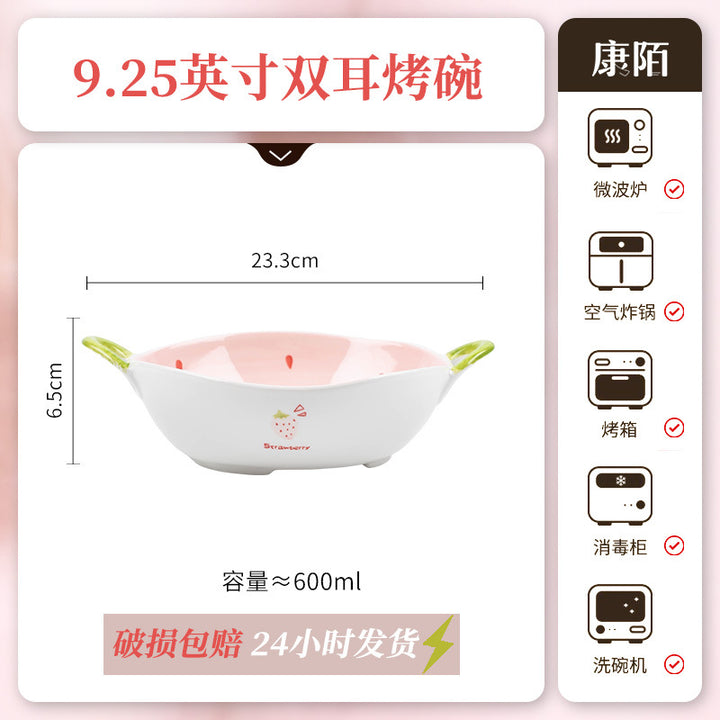 Cute Women Bowl & Plate Home Set Underglaze Ceramic Tableware Creativeins Bowl & Plate Home