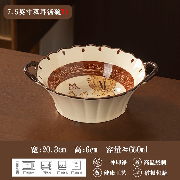 Underglaze Bowl Plate Set Home Ceramic Wedding Gift Tableware Set New