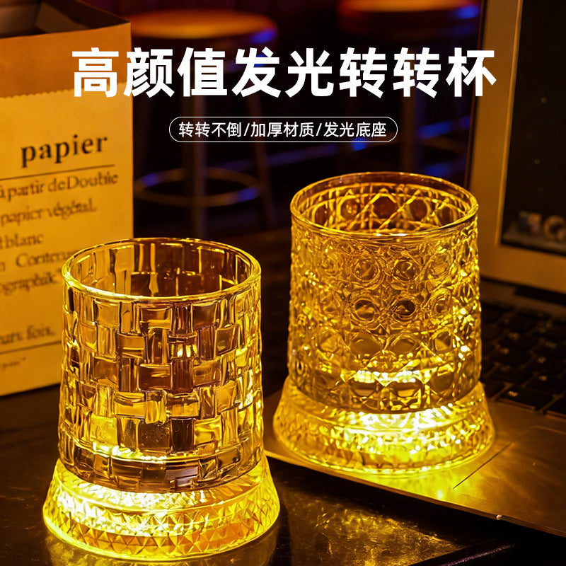 批发现货高颜值威士忌酒杯家用酒杯大口径冰川纹玻璃杯八角洋酒杯