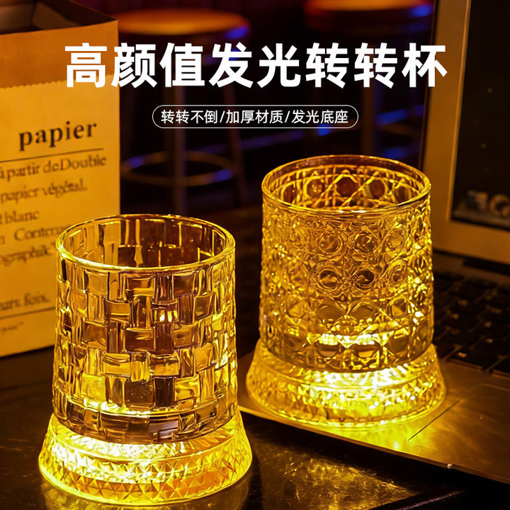 批发现货高颜值威士忌酒杯家用酒杯大口径冰川纹玻璃杯八角洋酒杯