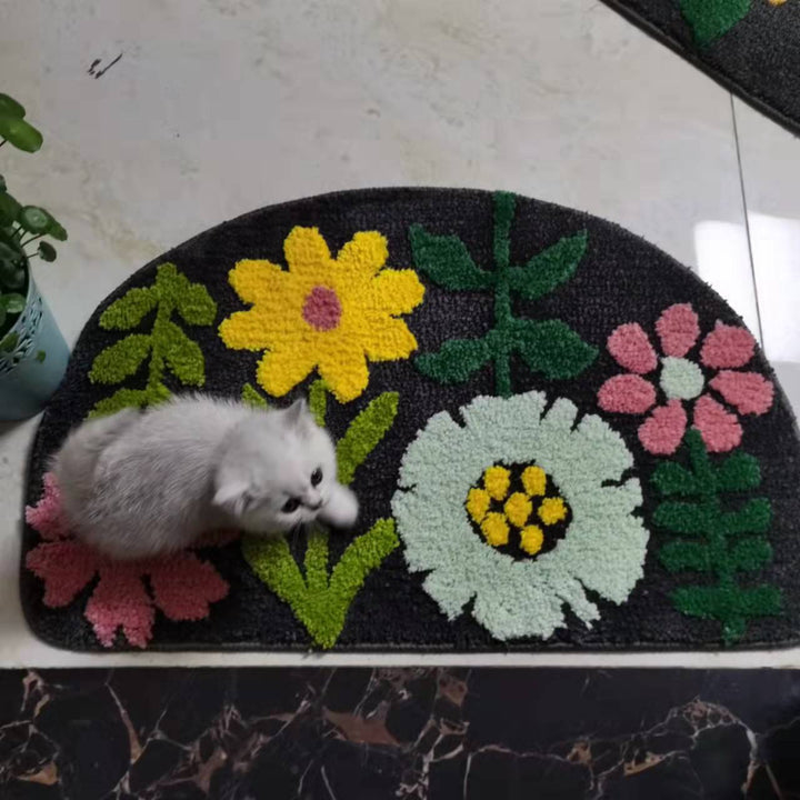 Flower Carpet Small Cat Floor Mat Unique Home Entryway Non Slip