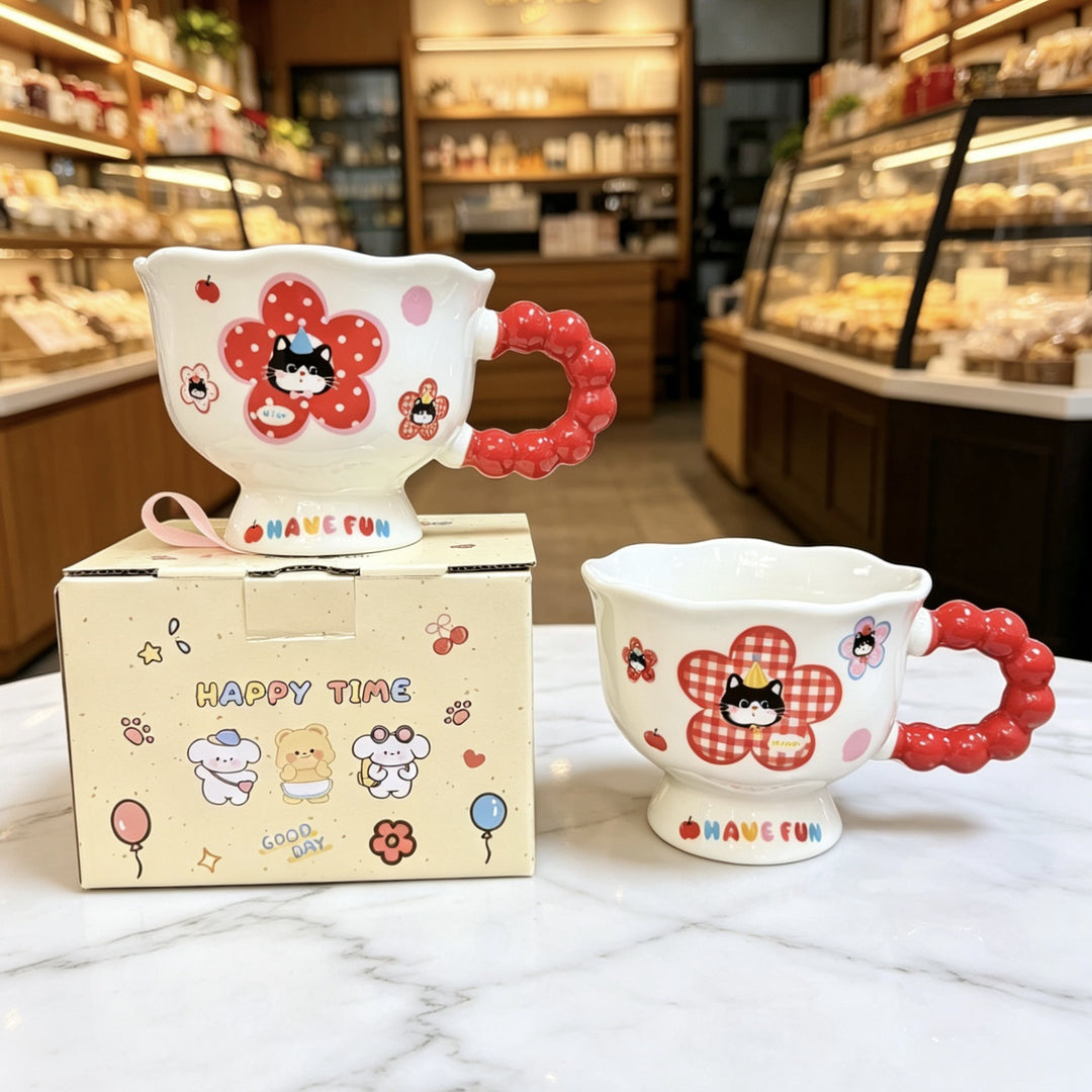 动物苹果高颜值吸管杯马克杯陶瓷杯子水杯盖勺可爱礼盒生日创意物