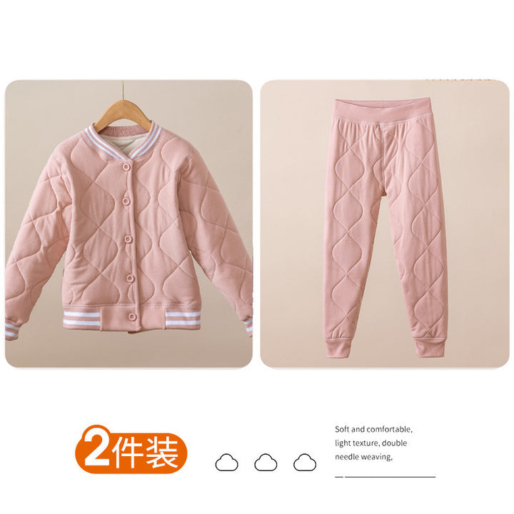 儿童保暖裤小棉袄冬季套装校服神器男女童棉服棉裤中大童冬装棉衣