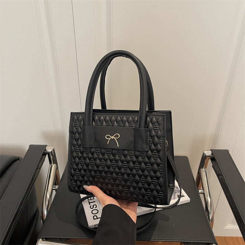 Textured Diamond Pattern PU Single Shoulder Bag – Women's Retro 2026 Handbag