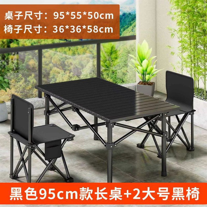 Outdoor Camping Folding Table & Chair Set – Portable Picnic Egg Roll Table Complete Kit
