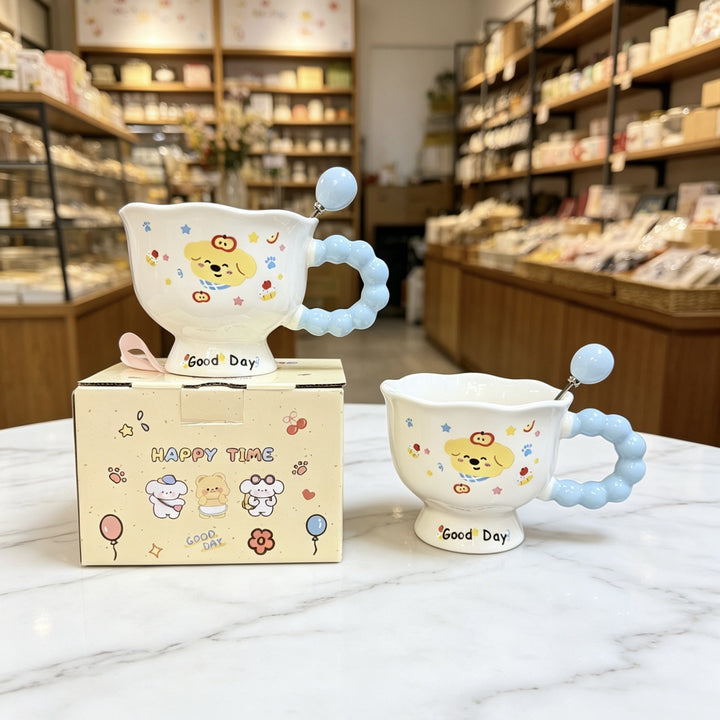 动物苹果高颜值吸管杯马克杯陶瓷杯子水杯盖勺可爱礼盒生日创意物