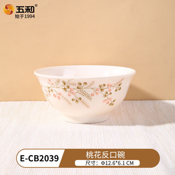 跨境热销食品级密胺餐具桃花家用新年餐具餐厅餐具易洗碗碟盘批发