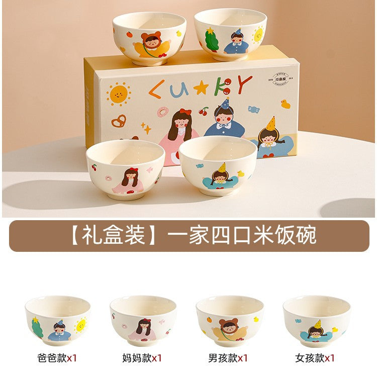 一家四口餐具碗碟套装家用乔迁新居结婚新婚生日礼物女