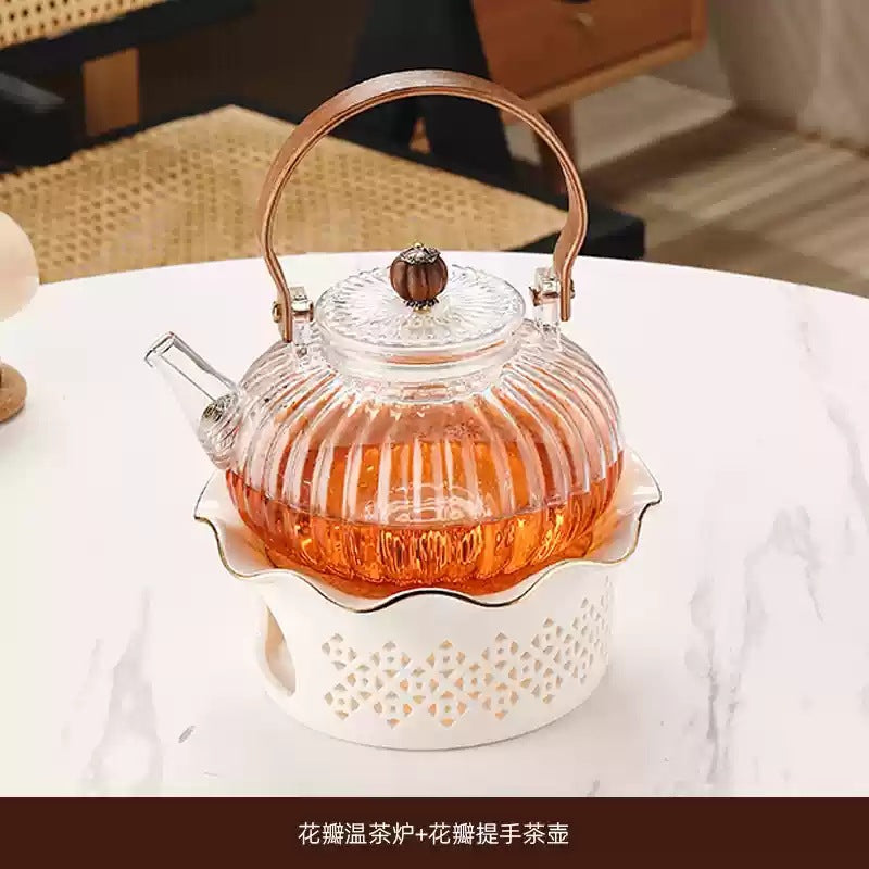 南瓜茶壶提梁壶水果花茶壶套装耐热玻璃下午茶具轻奢美容院茶具