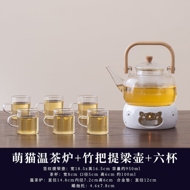 水果茶壶茶杯耐热玻璃花茶壶套装蜡烛加热下午茶休闲厅美容院茶具