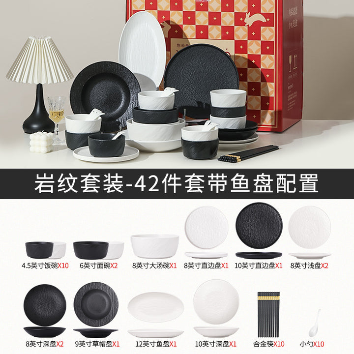 釉下彩餐具套装源头工厂定制2024新款高级感碗具轻奢碗碟套装家用