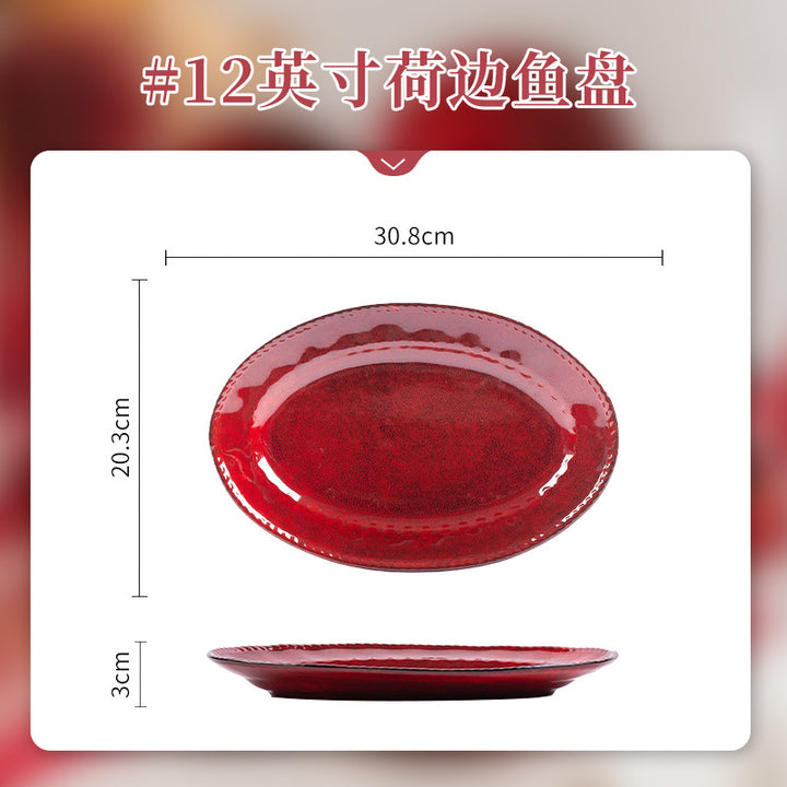 窑变红碗碟套装家用2026新款陶瓷餐具盘子碗乔迁新居订婚结婚礼物
