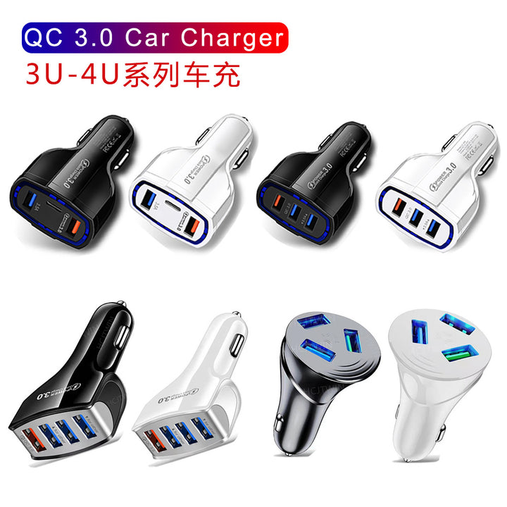 7 A Triple USB QC 3.0 Fast Car Charger - 3-Port Quick Charge Vehicle Charger
