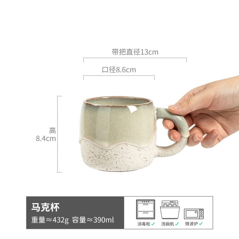 高颜值马克杯通用日式复古早餐杯咖啡水杯高档陶瓷大容量杯子批发