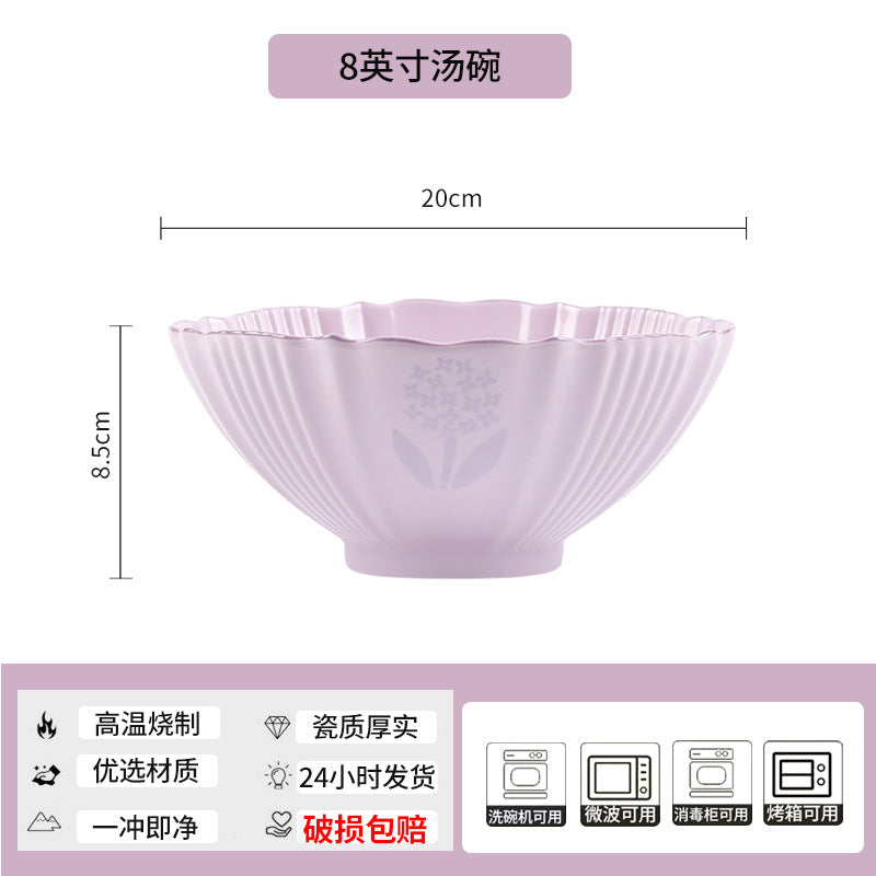 Purple Ceramic Bowl & Plate Dinnerware Set – High-Quality Home Tableware