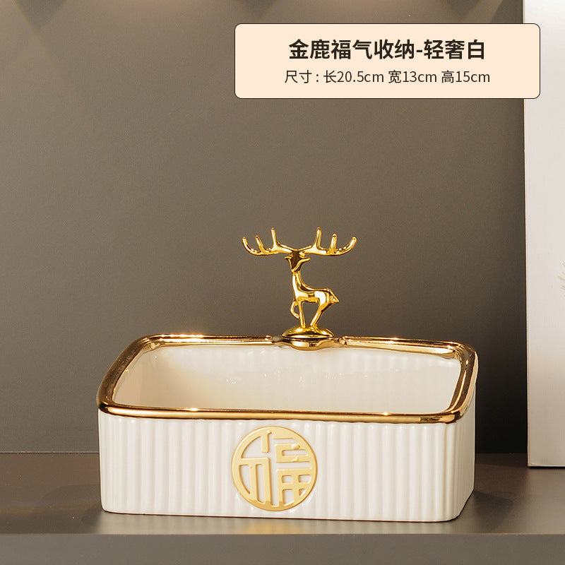 入户玄关门口钥匙收纳摆件现代简约家居装客厅鞋柜装饰品置物福气