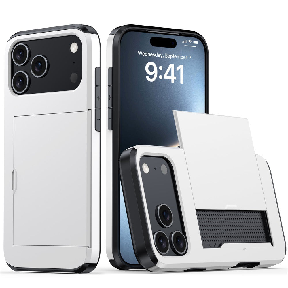 For iPhone 17 Phone Case iPhone 16 Slide 2-in-1 Shockproof 15 Pro Wallet Protective Case 34