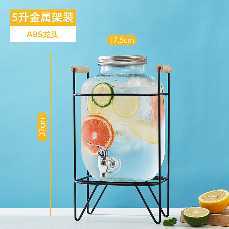 网红可乐酒炮 玻璃果汁鼎果汁罐 大容量饮料桶梅森罐酿酒瓶酵素桶