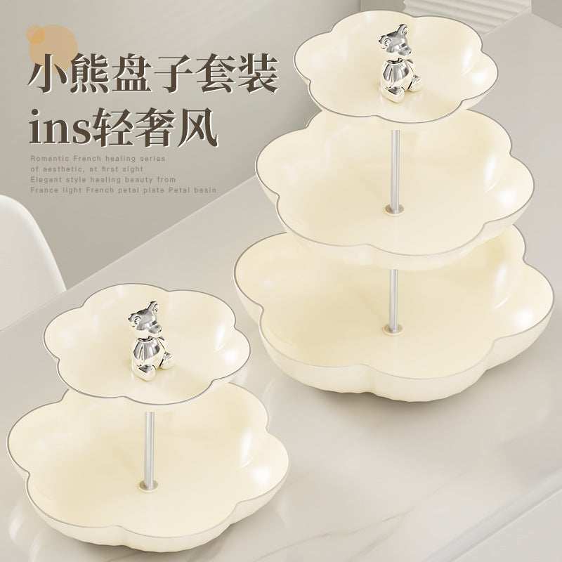 花型多层果盘小熊套装家用塑料PP糖果盘干果盘水果盘零食坚果甜品