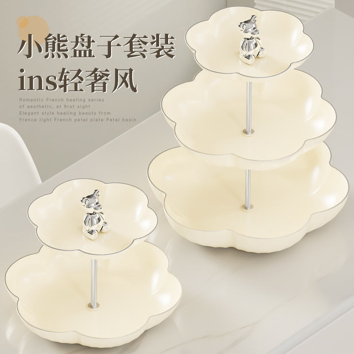 花型多层果盘小熊套装家用塑料PP糖果盘干果盘水果盘零食坚果甜品
