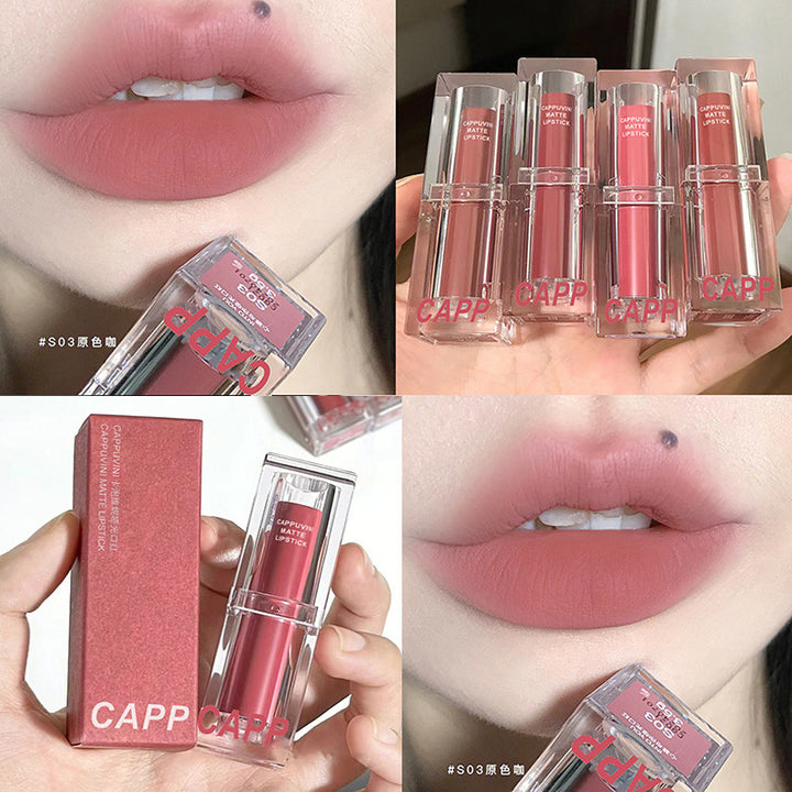 Cappuvini透明亚克力口红 跨境学生党彩妆哑光化妆品裸色系口红